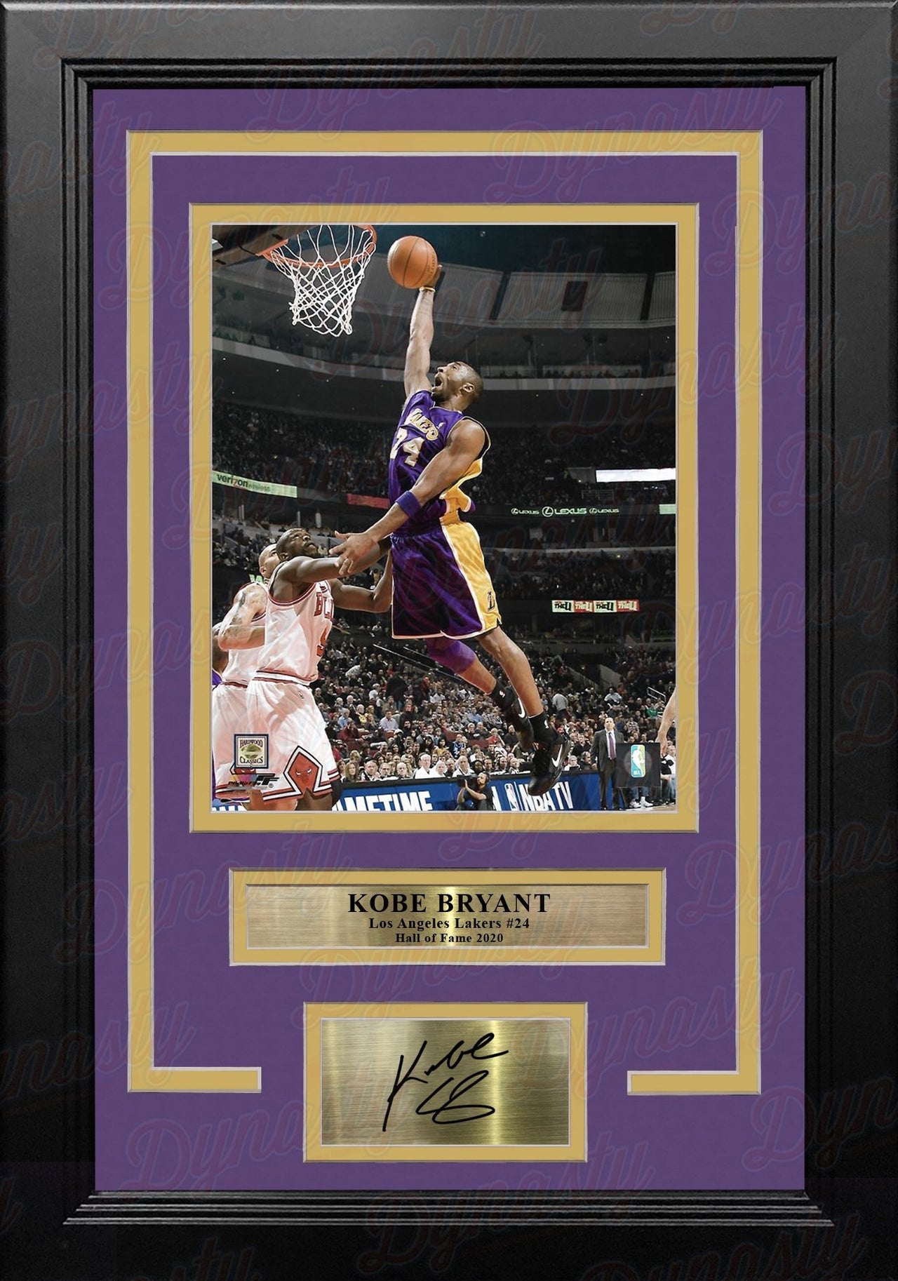 Kobe Bryant Slam Dunk Los Angeles Lakers 8" x 10" Framed Basketball Photo with Engraved Autograph