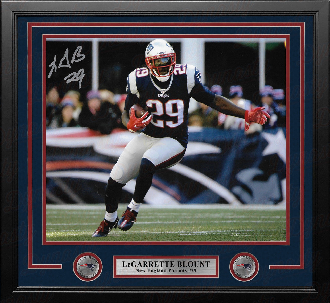 LeGarrette Blount in Action Autographed New England Patriots 16" x 20" Framed Football Photo