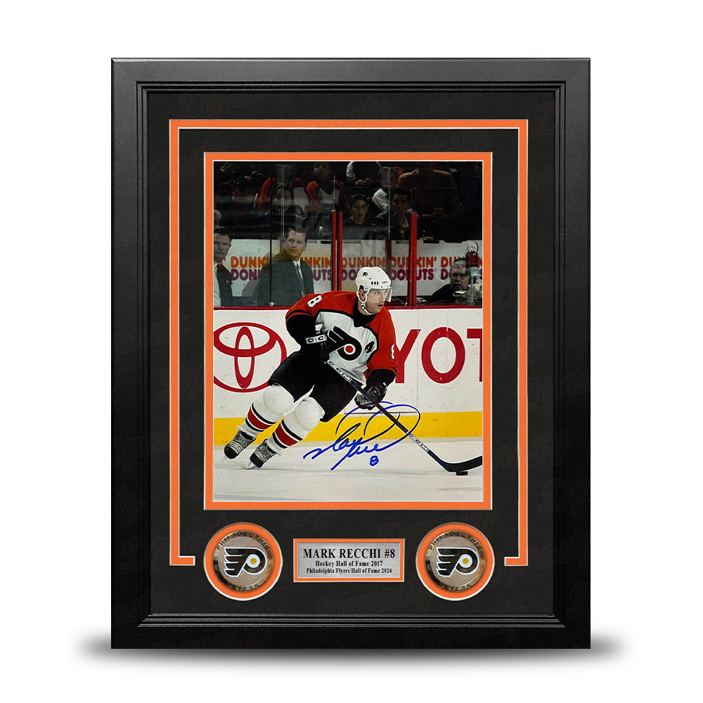 Mark Recchi in Action Philadelphia Flyers Autographed 8" x 10" Framed Hockey Photo