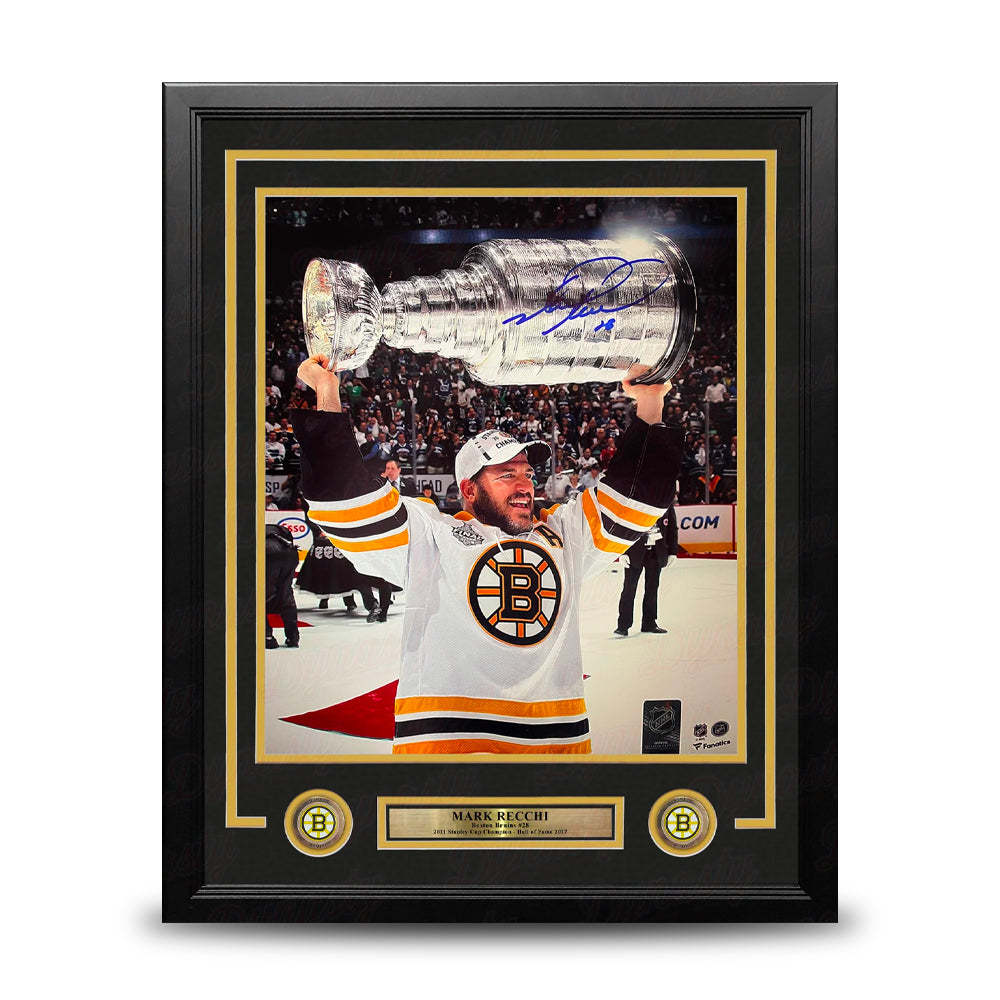 Mark Recchi 2011 Stanley Cup Champions Boston Bruins Autographed 8" x 10" Framed Hockey Photo