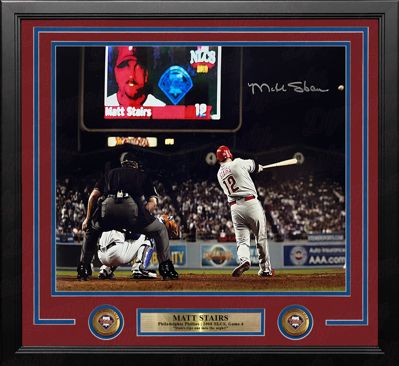 Matt Stairs 2008 NLCS Home Run Philadelphia Phillies Autographed 11" x 14" Framed Baseball Photo