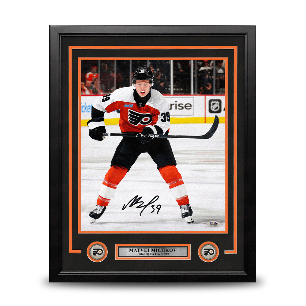 Matvei Michkov in Action Philadelphia Flyers Autographed 11" x 14" Framed Hockey Photo