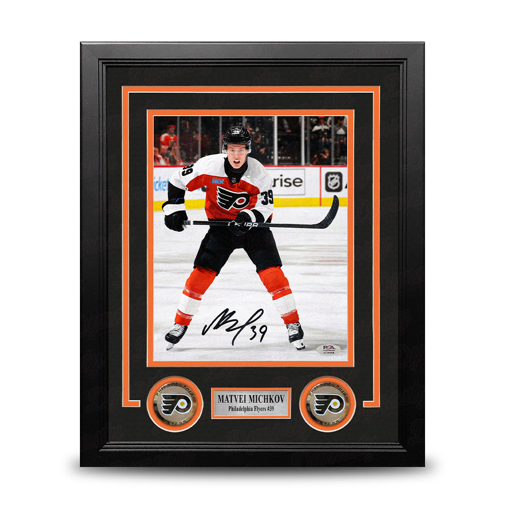 Matvei Michkov in Action Philadelphia Flyers Autographed 8" x 10" Framed Hockey Photo