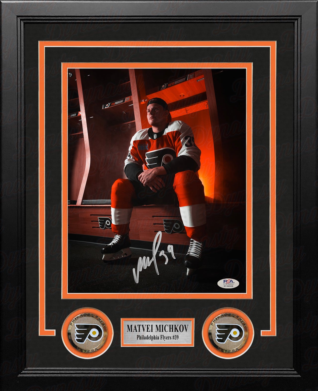 Matvei Michkov in the Locker Room Philadelphia Flyers Autographed 8" x 10" Framed Hockey Photo