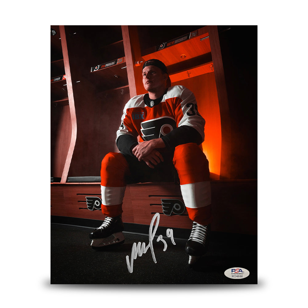 Matvei Michkov in the Locker Room Philadelphia Flyers Autographed 16" x 20" Hockey Photo