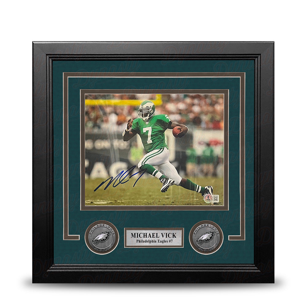 Michael Vick Kelly Green Action Philadelphia Eagles Autographed 8" x 10" Framed Football Photo