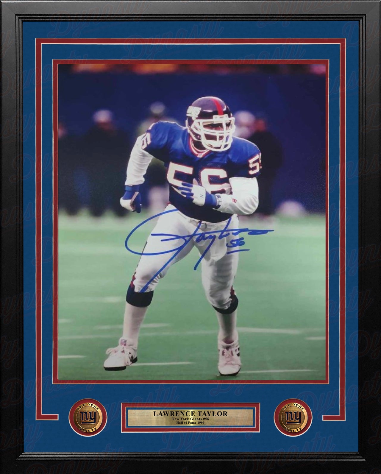 Lawrence Taylor on the Run New York Giants Autographed 11" x 14" Framed Football Photo