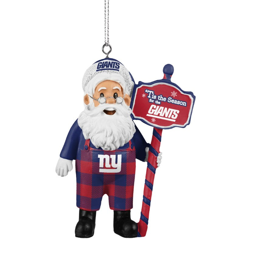 New York Giants Santa Overalls Ornament