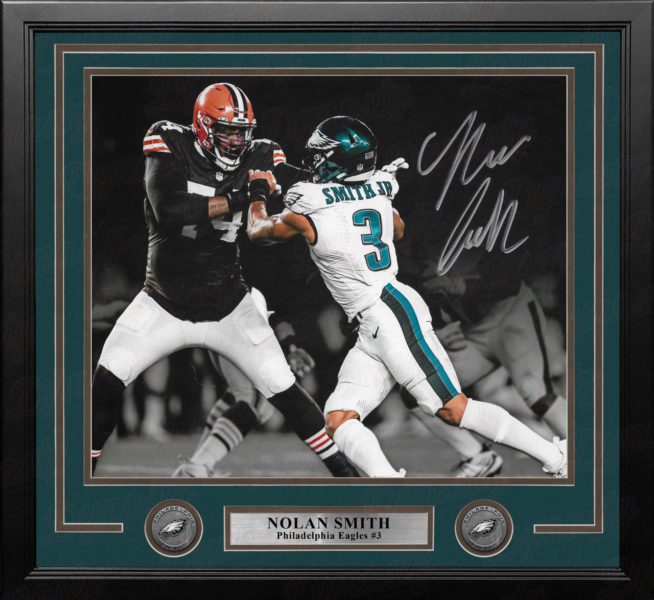 Nolan Smith Blackout Action Philadelphia Eagles Autographed 16" x 20" Framed Football Photo