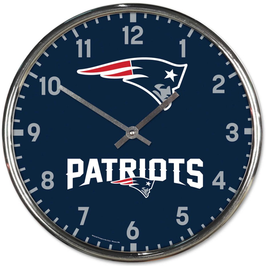 New England Patriots Chrome Clock