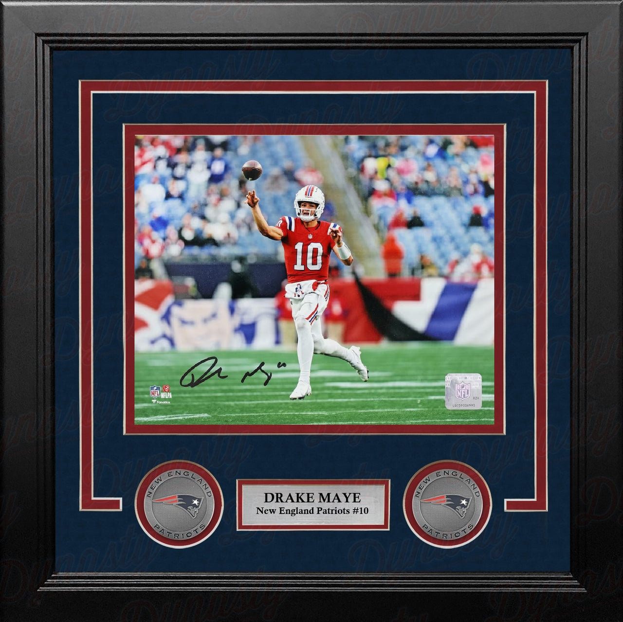 Drake Maye Throwback Action New England Patriots Autographed 8" x 10" Framed Football Photo