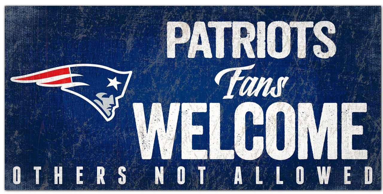 New England Patriots Fans Welcome Wood Sign