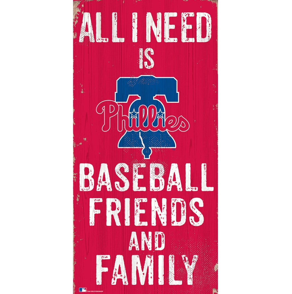 Philadelphia Phillies Baseball, Friends, & Family Wood Sign