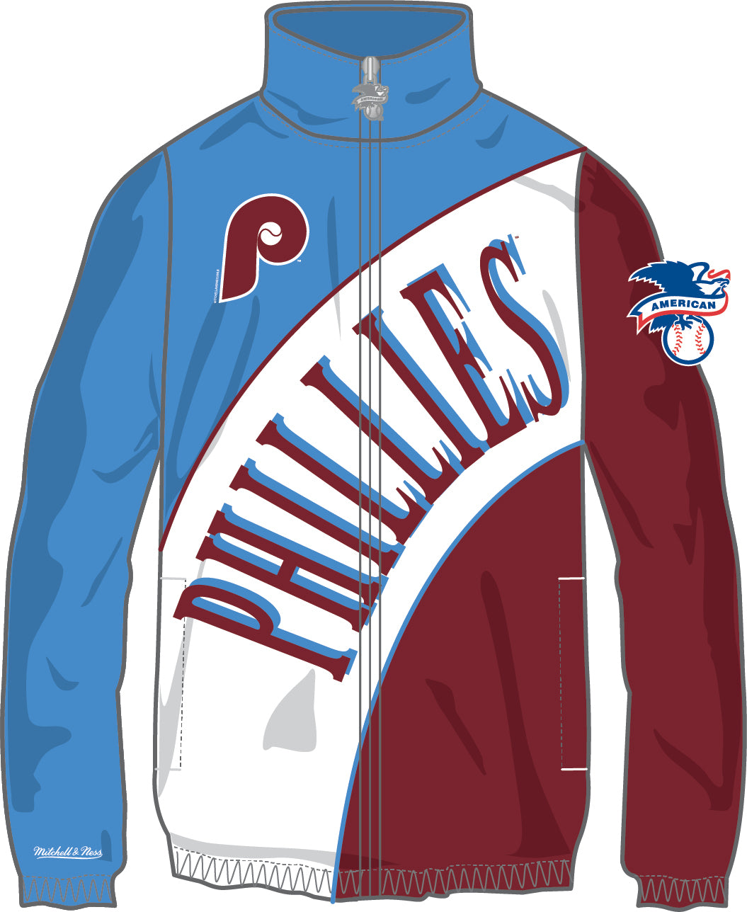 Mitchell & Ness Philadelphia Phillies Light Blue Cooperstown Collection  Washed Fleece Pullover Short Sleeve Hoodie