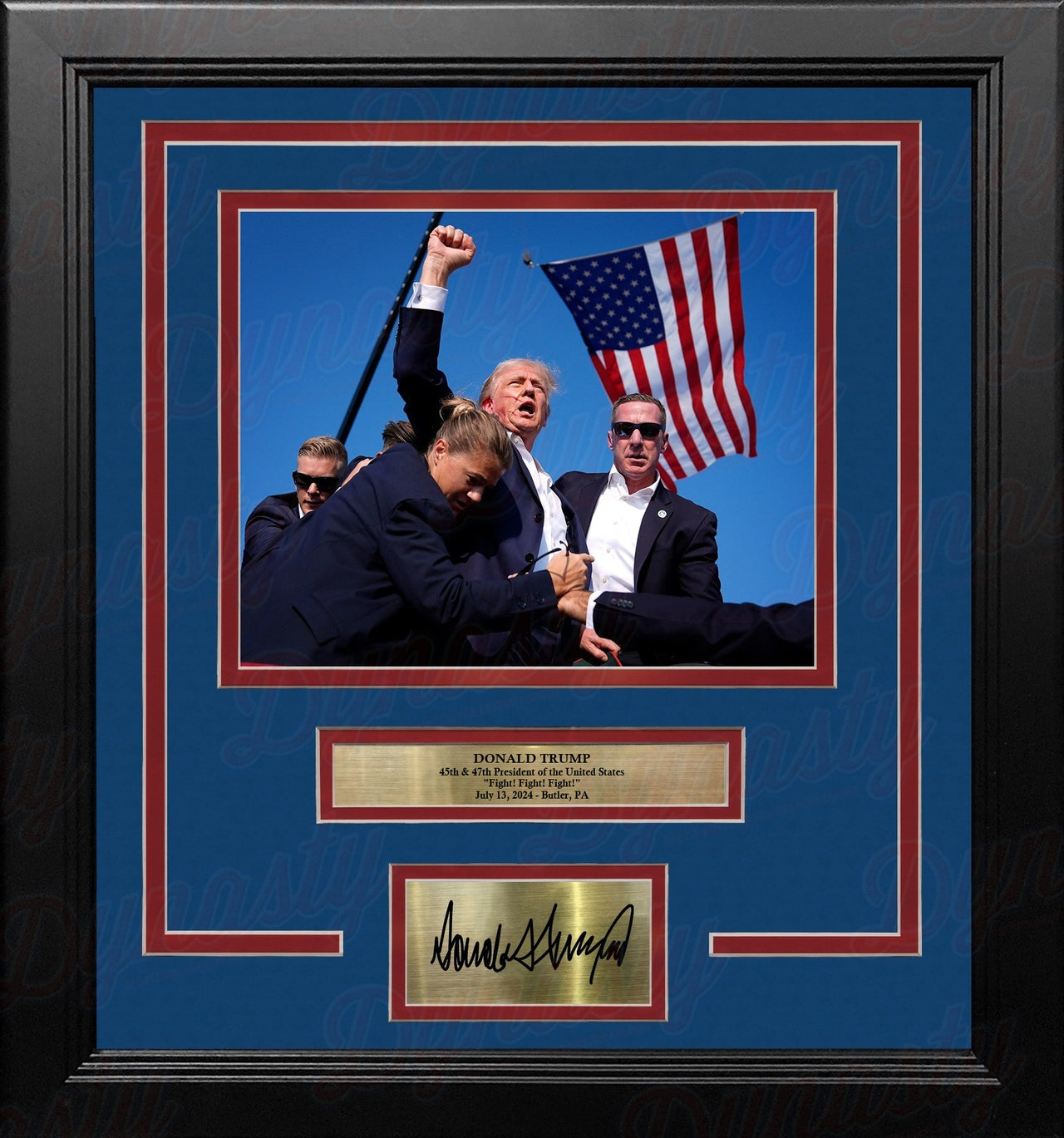 President Donald Trump Bulletproof Fight Rally 8" x 10" Framed Photo with Engraved Autograph