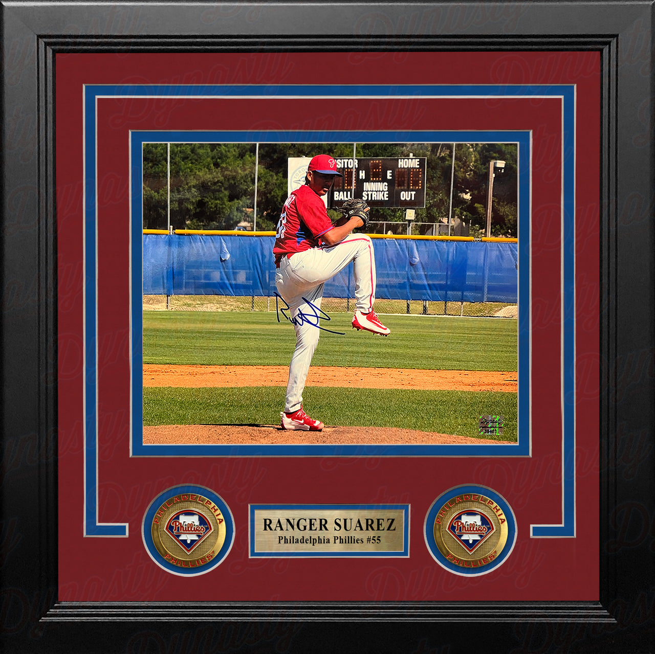 Ranger Suarez in Action Autographed Philadelphia Phillies 8" x 10" Framed Baseball Photo