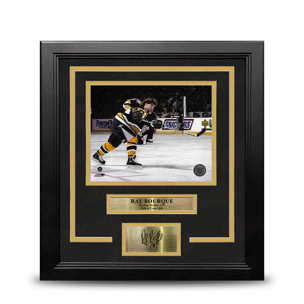 Ray Bourque Slapshot Boston Bruins 8" x 10" Framed Hockey Photo with Engraved Autograph