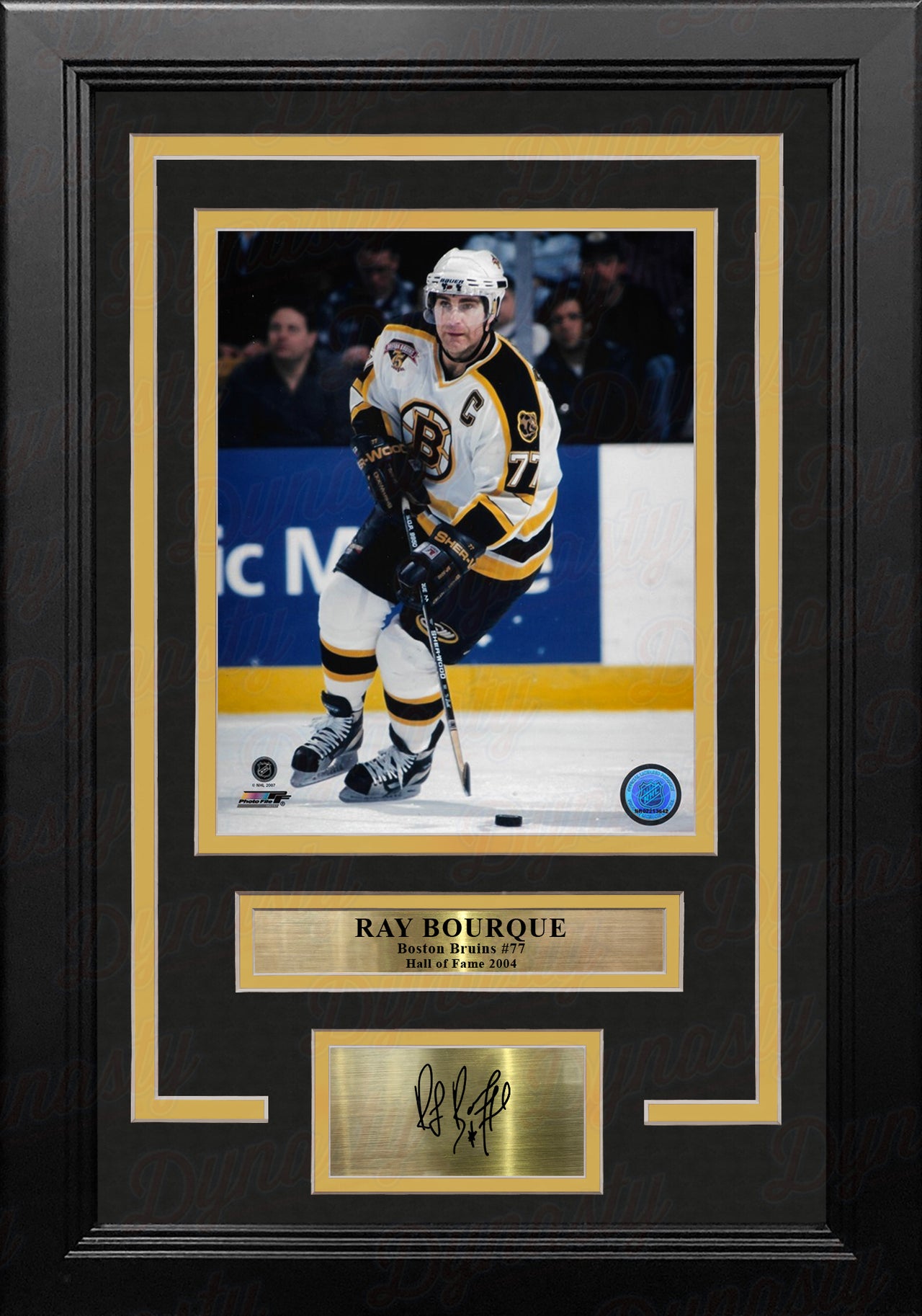 Ray Bourque 75th Anniversary White Boston Bruins 8x10 Framed Hockey Photo with Engraved Autograph