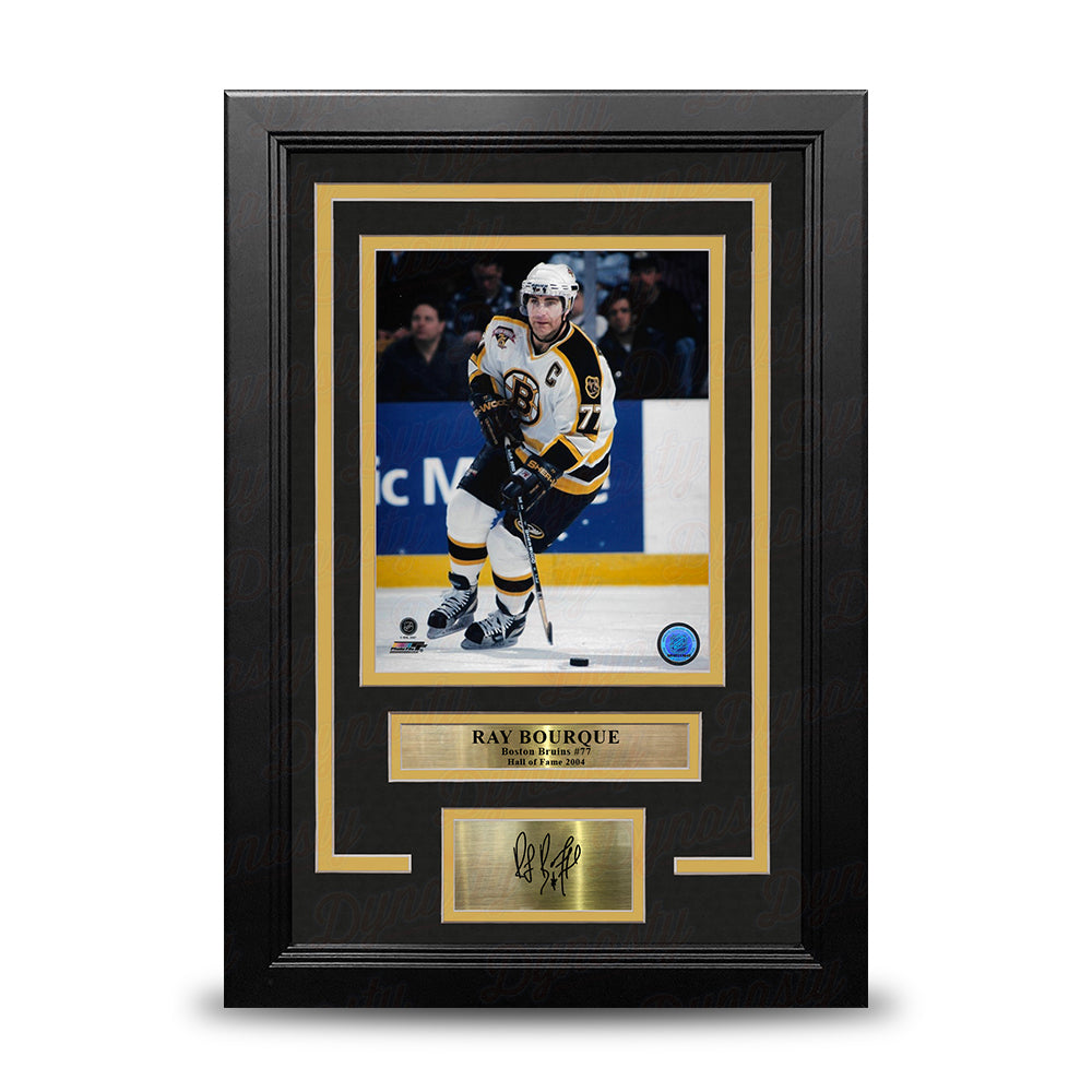 Ray Bourque 75th Anniversary White Boston Bruins 8x10 Framed Hockey Photo with Engraved Autograph