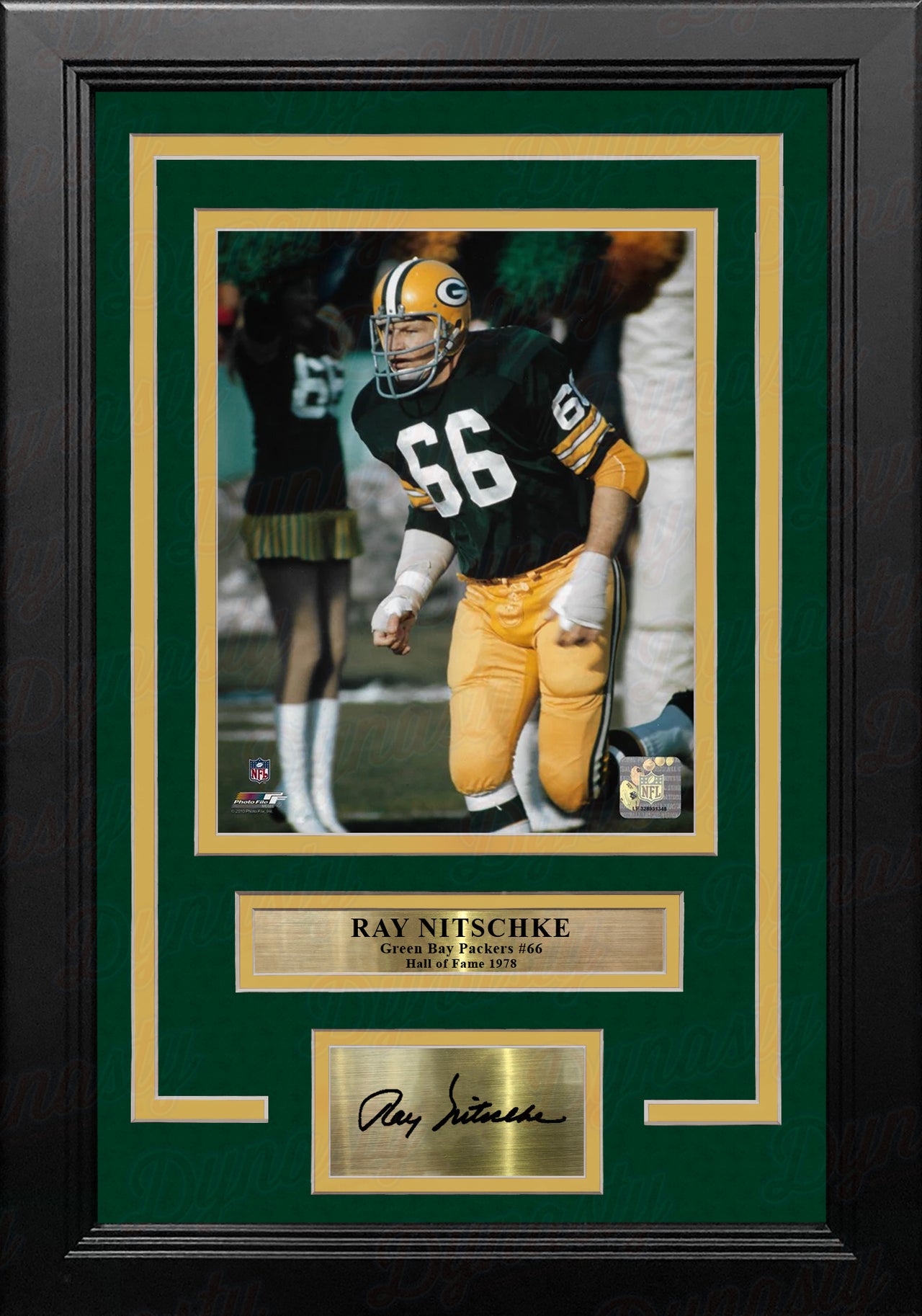 Ray Nitschke in Action Green Bay Packers 8" x 10" Framed Football Photo with Engraved Autograph