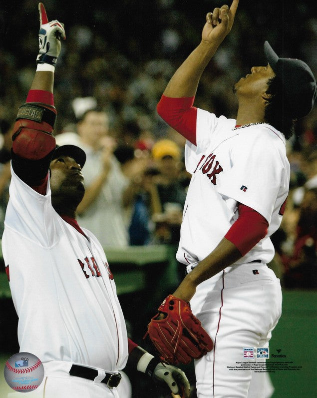 David Ortiz & Pedro Martinez Pointing Skyward Boston Red Sox 8" x 10" Baseball Photo