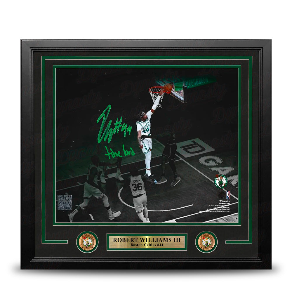 Robert Williams III Blocks Steph Curry Boston Celtics Autographed Framed 16x20 Photo - Time Lord