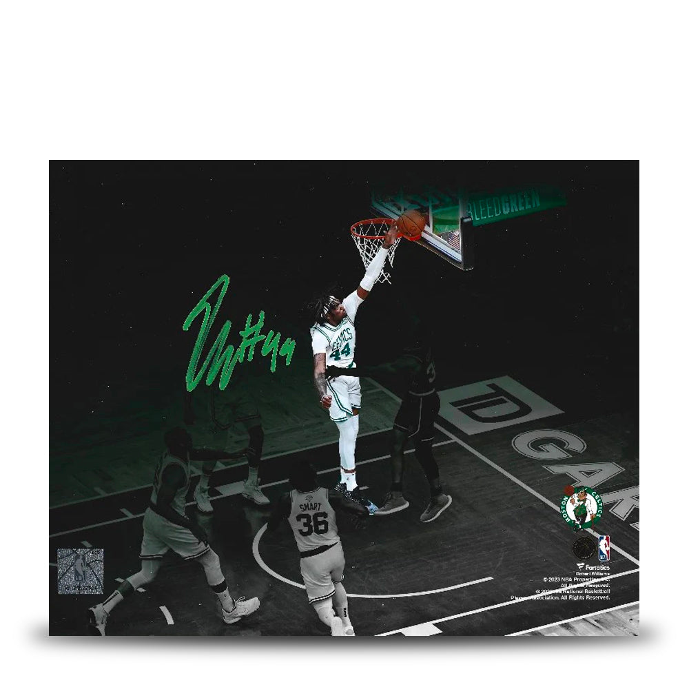 Robert Williams III Blocks Steph Curry Boston Celtics Autographed Basketball Photo