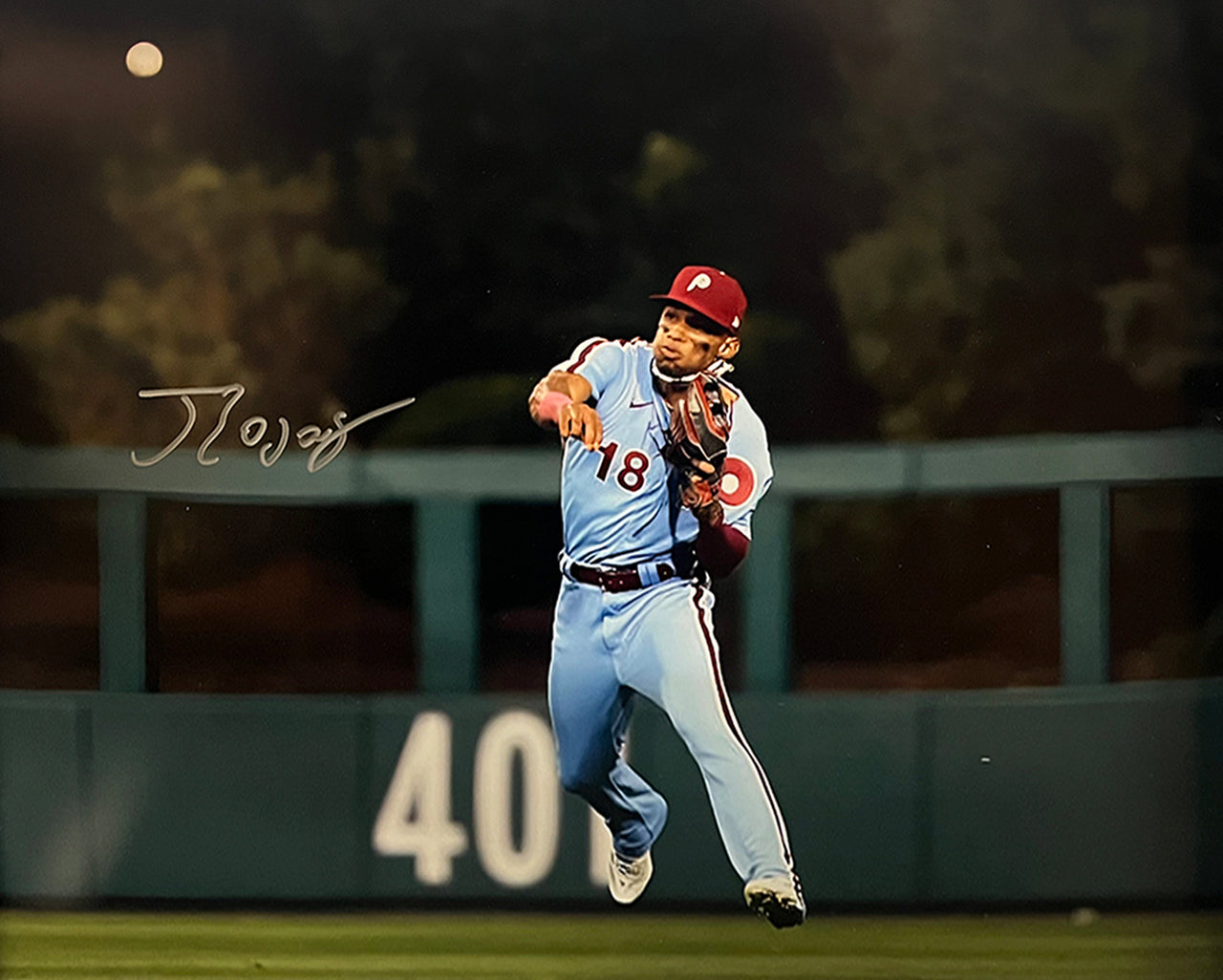 Johan Rojas Throwback Action Philadelphia Phillies Autographed 16" x 20" Baseball Photo