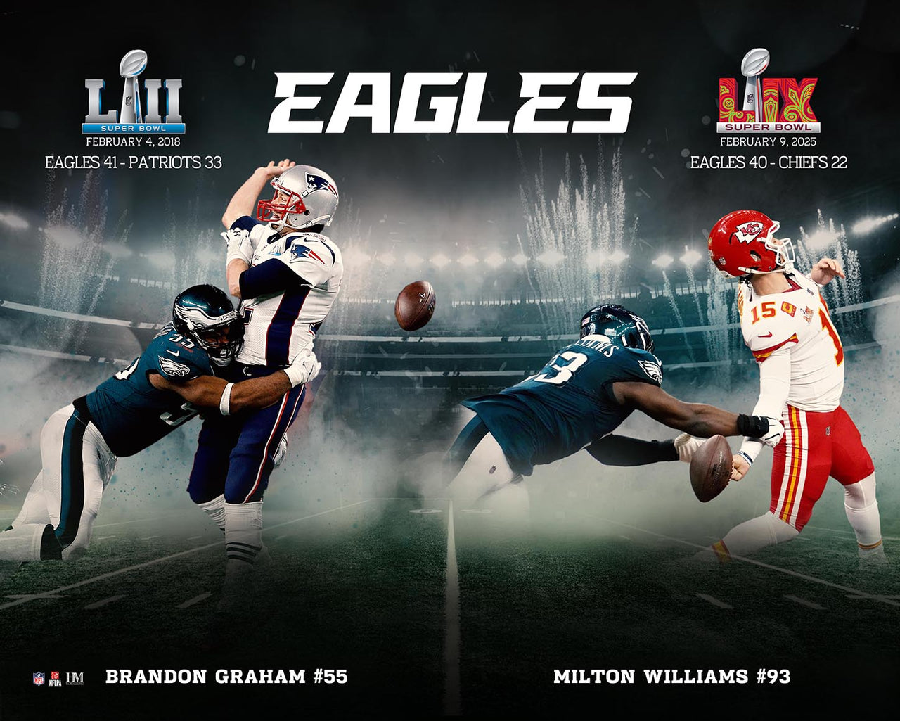 Brandon Graham & Milton Williams Super Bowl Sack Legends Eagles Collage Photo