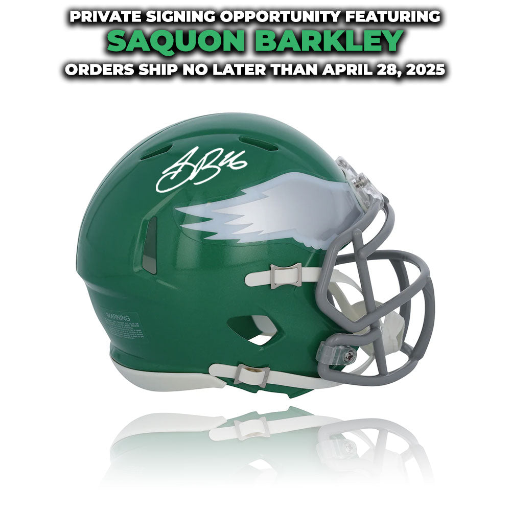 Saquon Barkley Philadelphia Eagles Autographed Kelly Green Full Size Helmet | Pre-Sale Opportunity