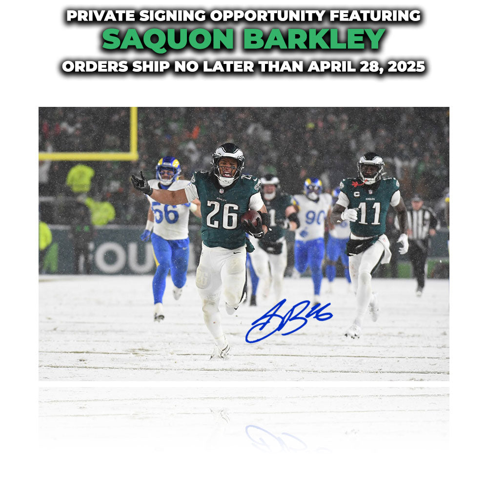 Saquon Barkley Autographed Snow Bowl Playoff Photo | Pre-Sale Opportunity