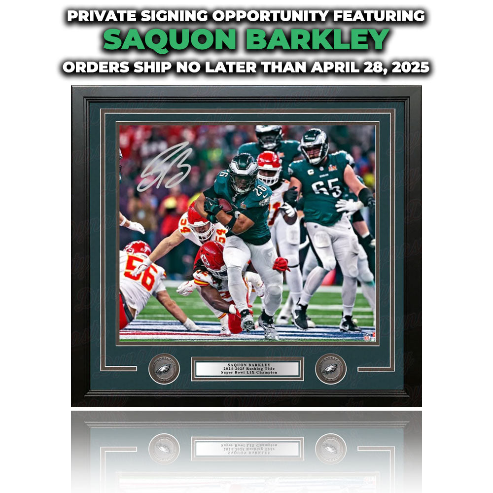 Saquon Barkley Autographed Eagles Super Bowl LIX Framed Photo | Pre-Sale Opportunity