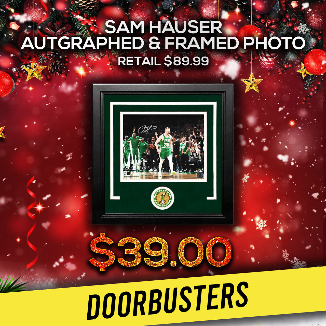 Sam Hauser Celebration Autographed Boston Celtics 8" x 10" Framed NBA Finals Photo