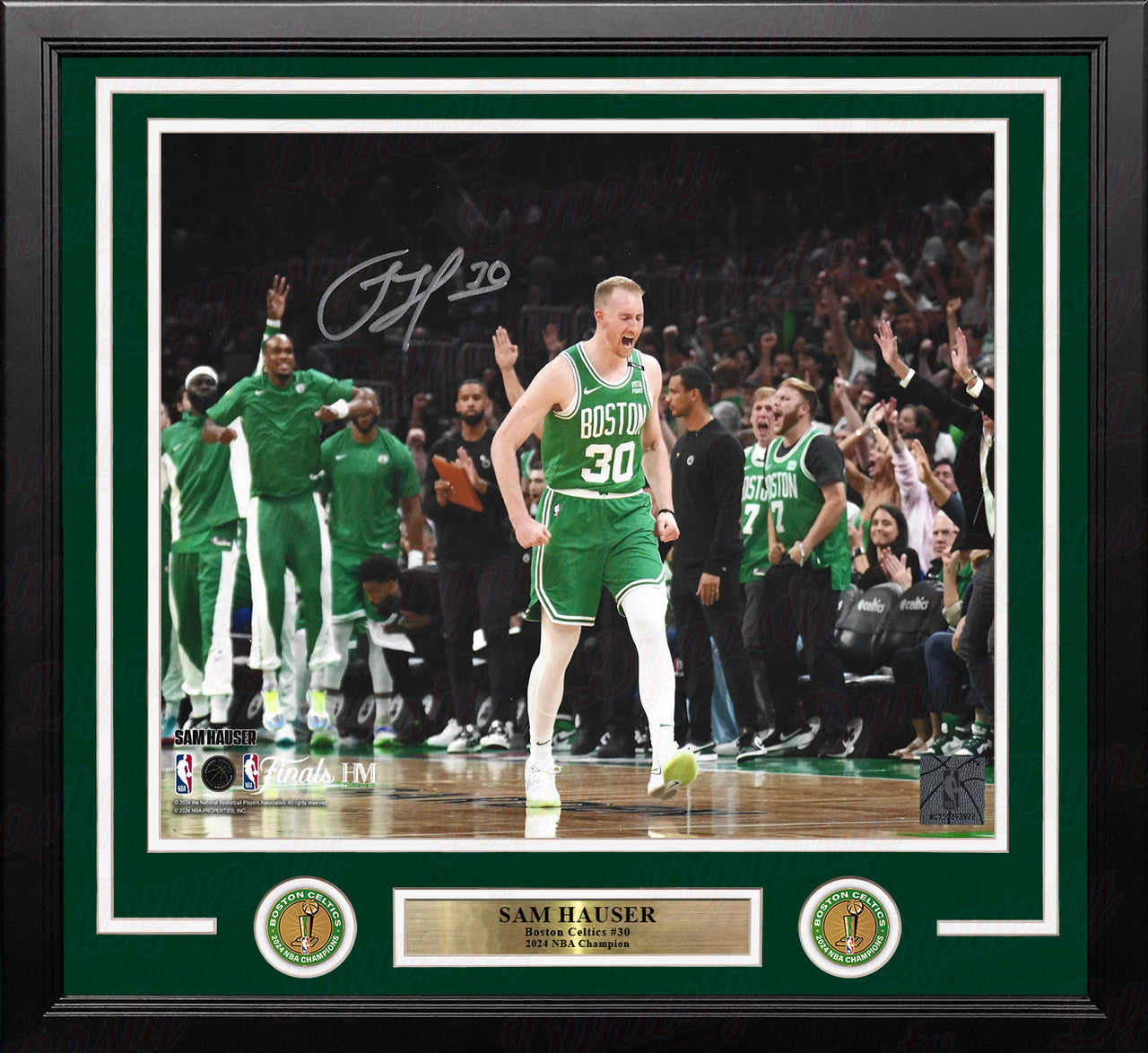 Sam Hauser Celebration Autographed Boston Celtics 11" x 14" Framed NBA Finals Photo