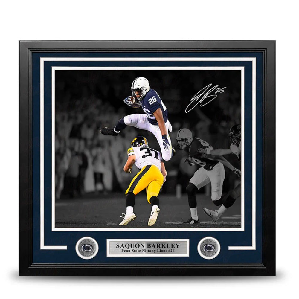 Saquon Barkley Blackout Action Penn State Nittany Lions Autographed 16" x 20" Framed Photo