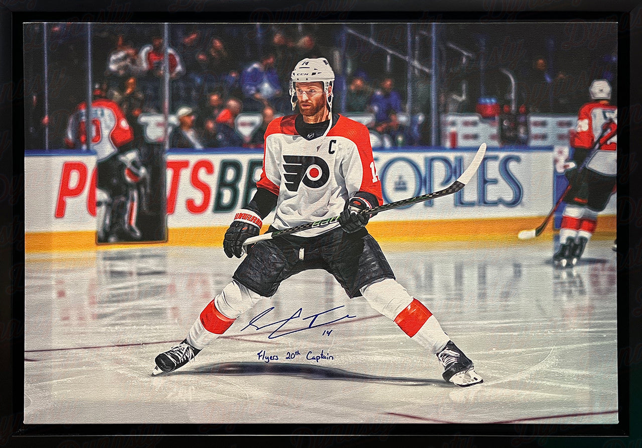 Sean Couturier Captain Skating Philadelphia Flyers Autographed 20x29 Canvas Print - 20th Captain