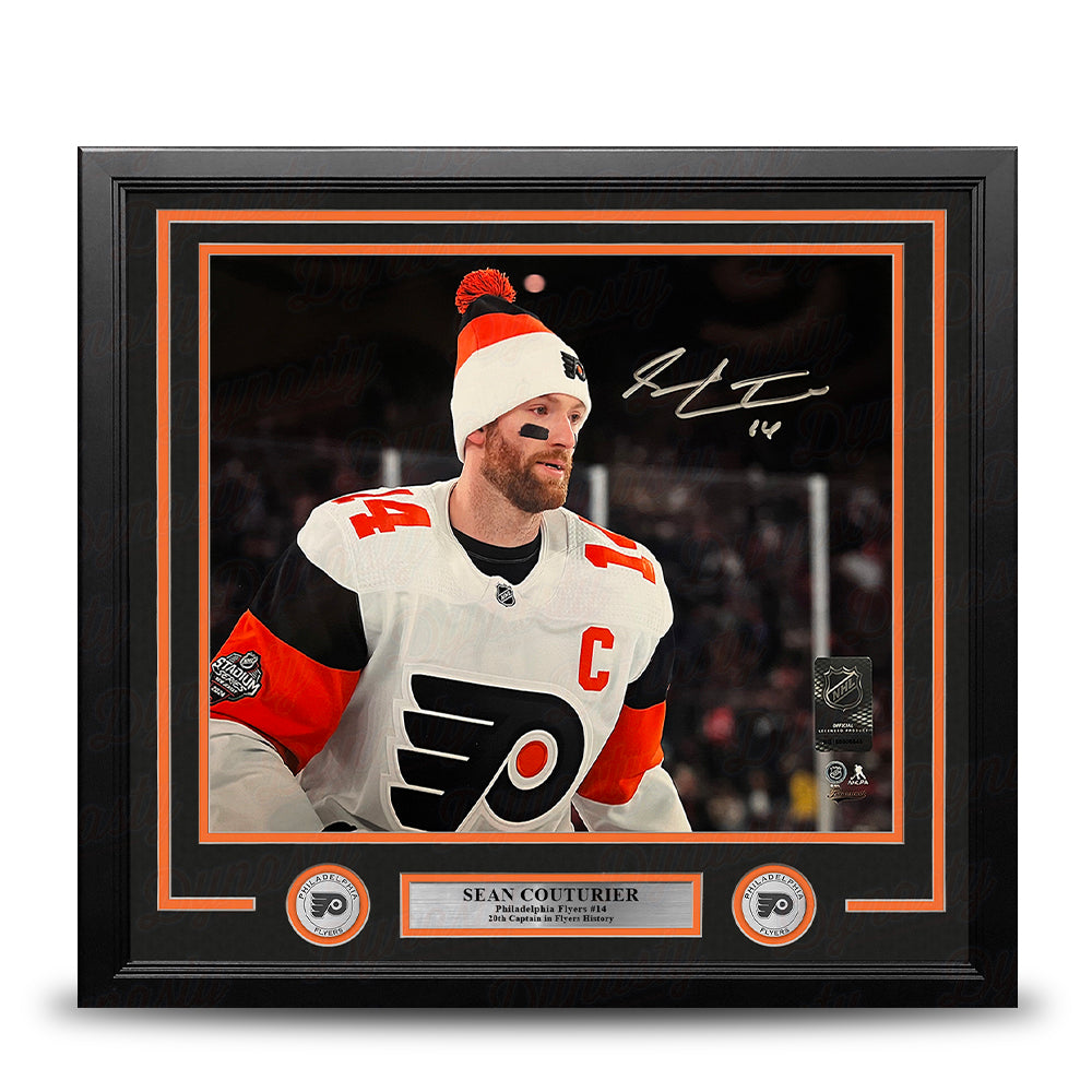 Sean Couturier 2024 Captain Debut Philadelphia Flyers Autographed 11x14 Framed Photo - Silver Ink