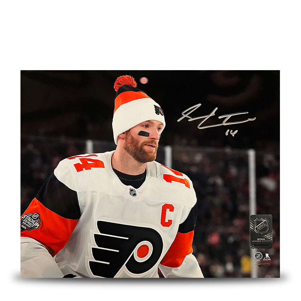 Sean Couturier 2024 Captain Debut Philadelphia Flyers Autographed 11x14 Photo - Silver Signature