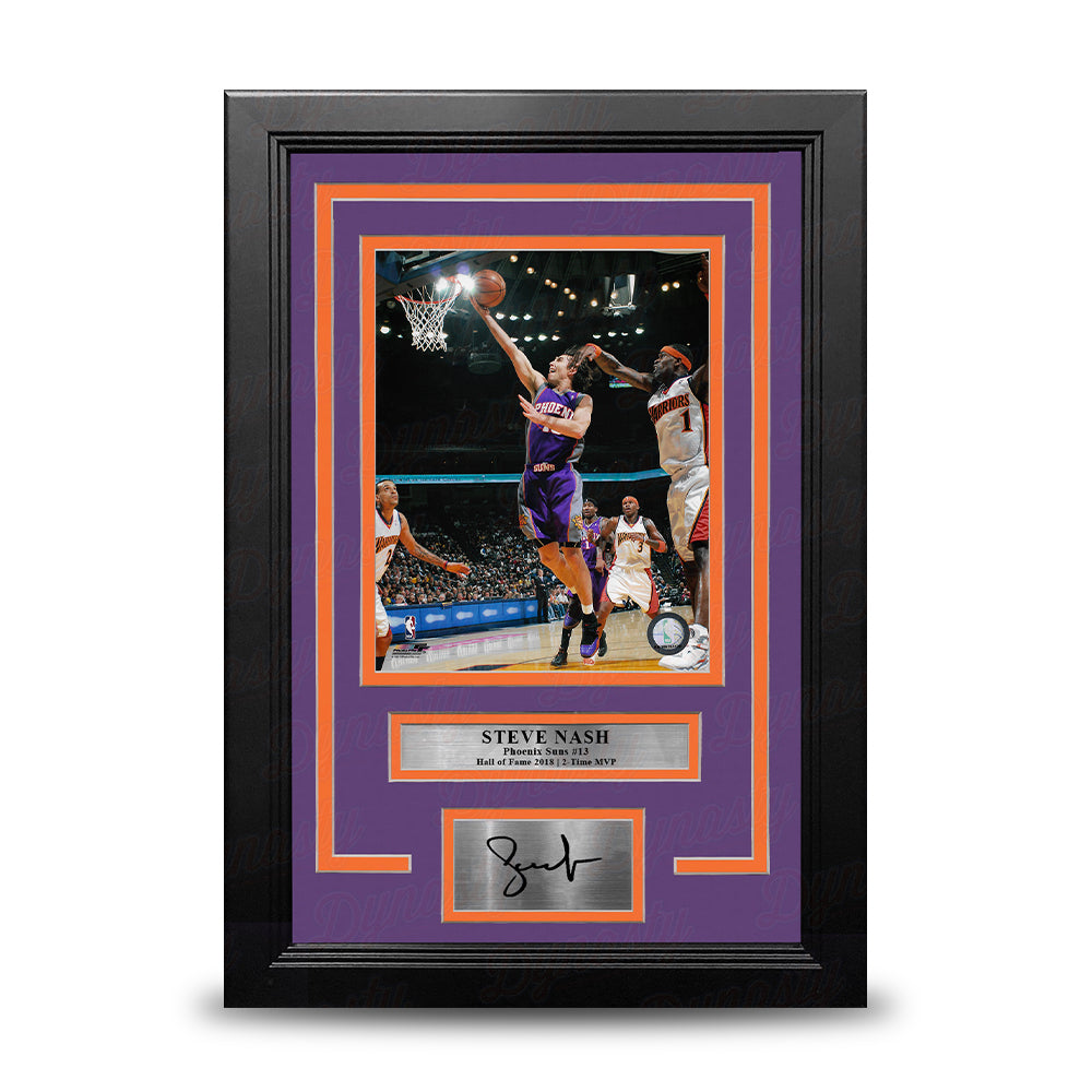 Steve Nash in Action Phoenix Suns 8" x 10" Framed Basketball Photo with Engraved Autograph