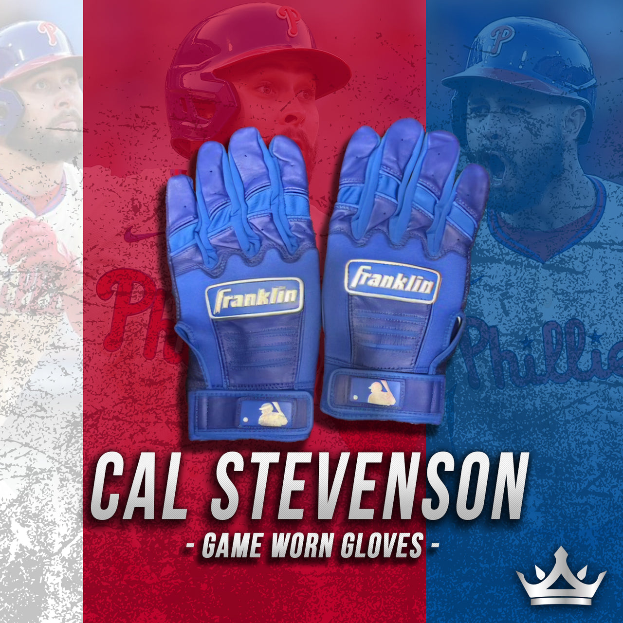 Cal Stevenson Philadelphia Phillies Game-Worn Blue Batting Gloves