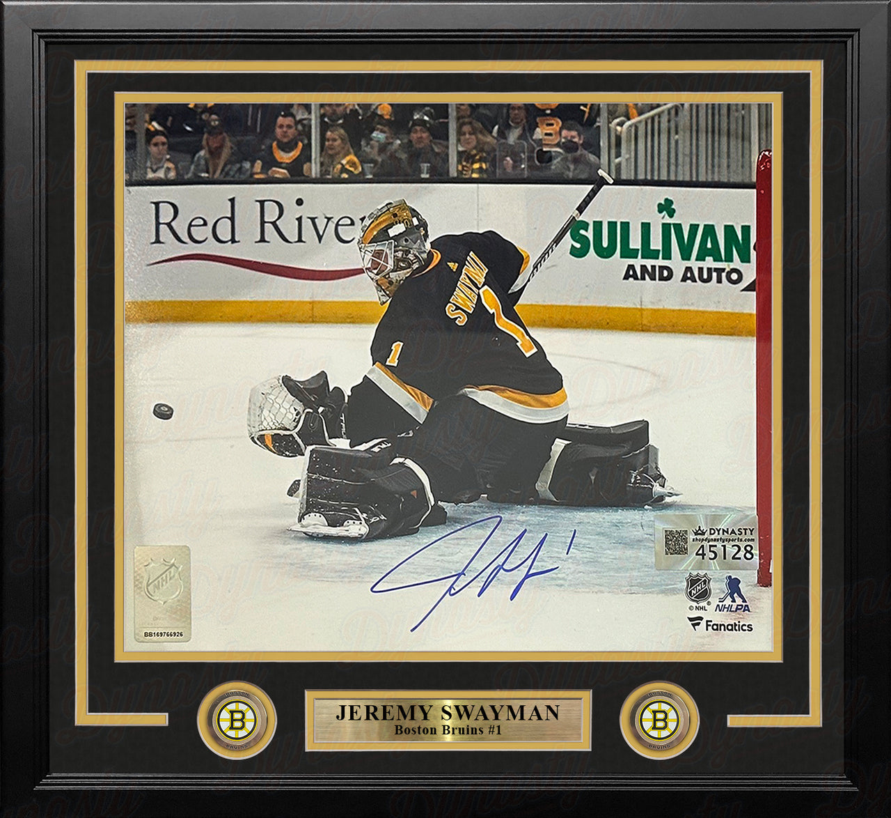 Jeremy Swayman Glove Save Boston Bruins Autographed 16" x 20" Framed Hockey Photo