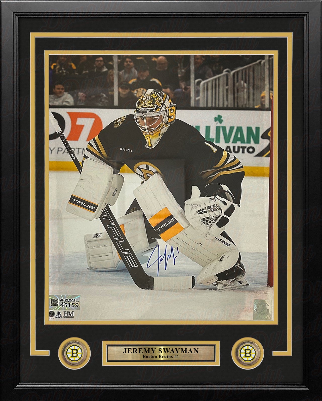 Jeremy Swayman in Goal Boston Bruins Autographed 16" x 20" Framed Hockey Photo