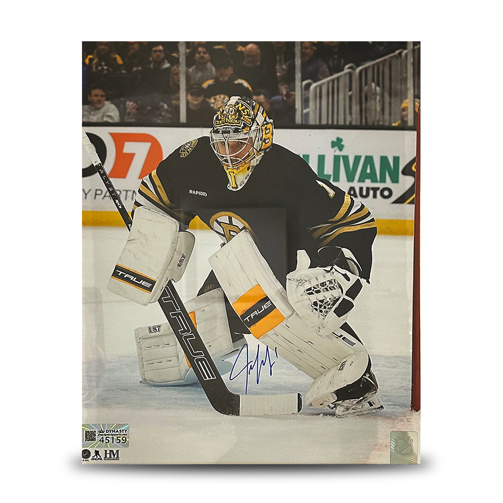 Jeremy Swayman in Goal Boston Bruins Autographed 11" x 14" Hockey Photo