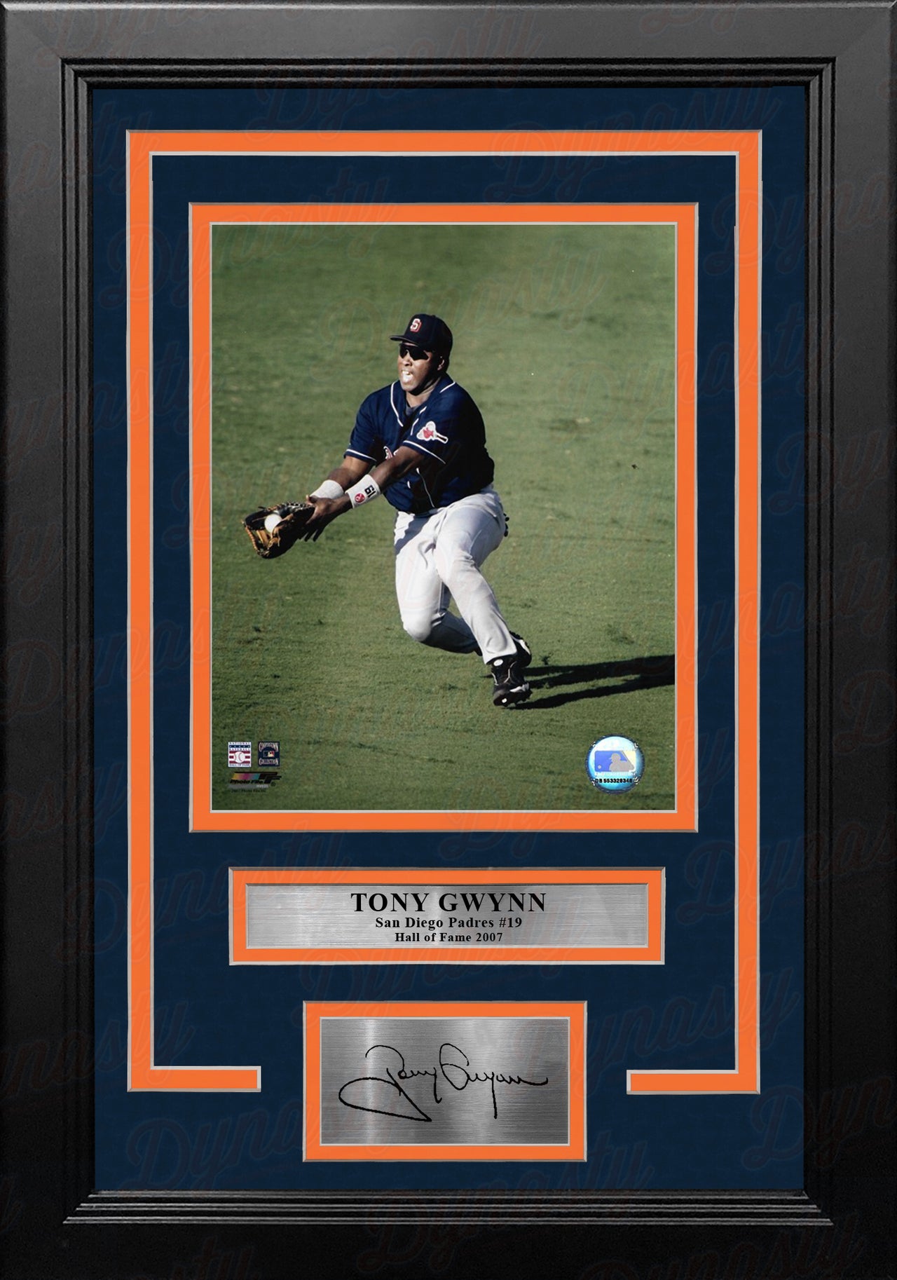 Tony Gwynn in Action San Diego Padres 8" x 10" Framed Baseball Photo with Engraved Autograph