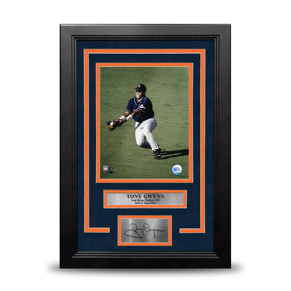 Tony Gwynn in Action San Diego Padres 8" x 10" Framed Baseball Photo with Engraved Autograph