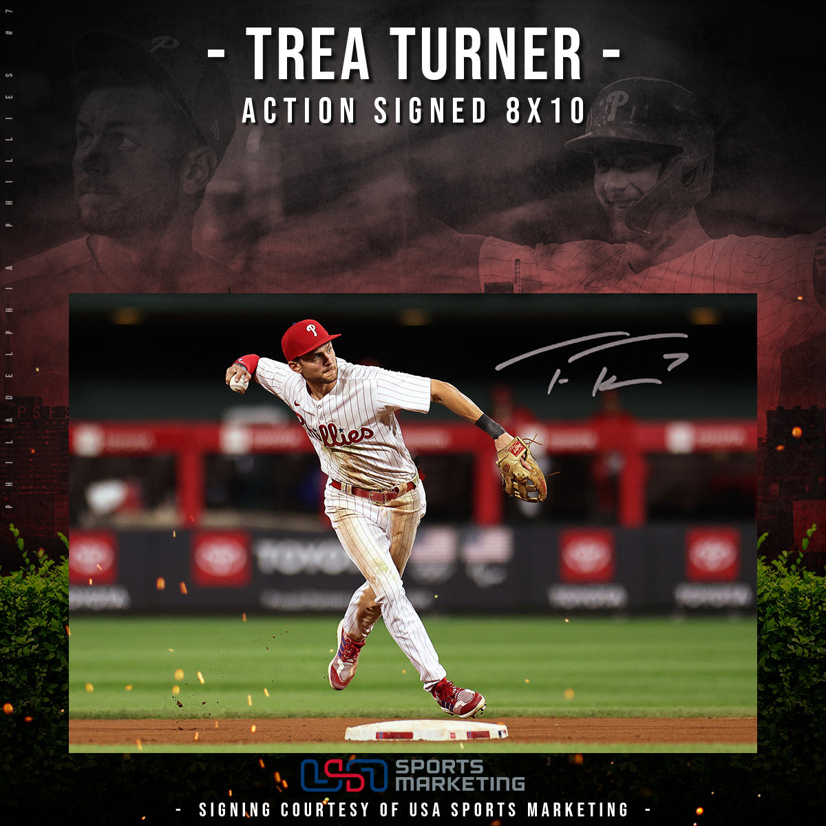 Trea Turner Philadelphia Phillies Autographed Action Photo | Pre-Sale Opportunity