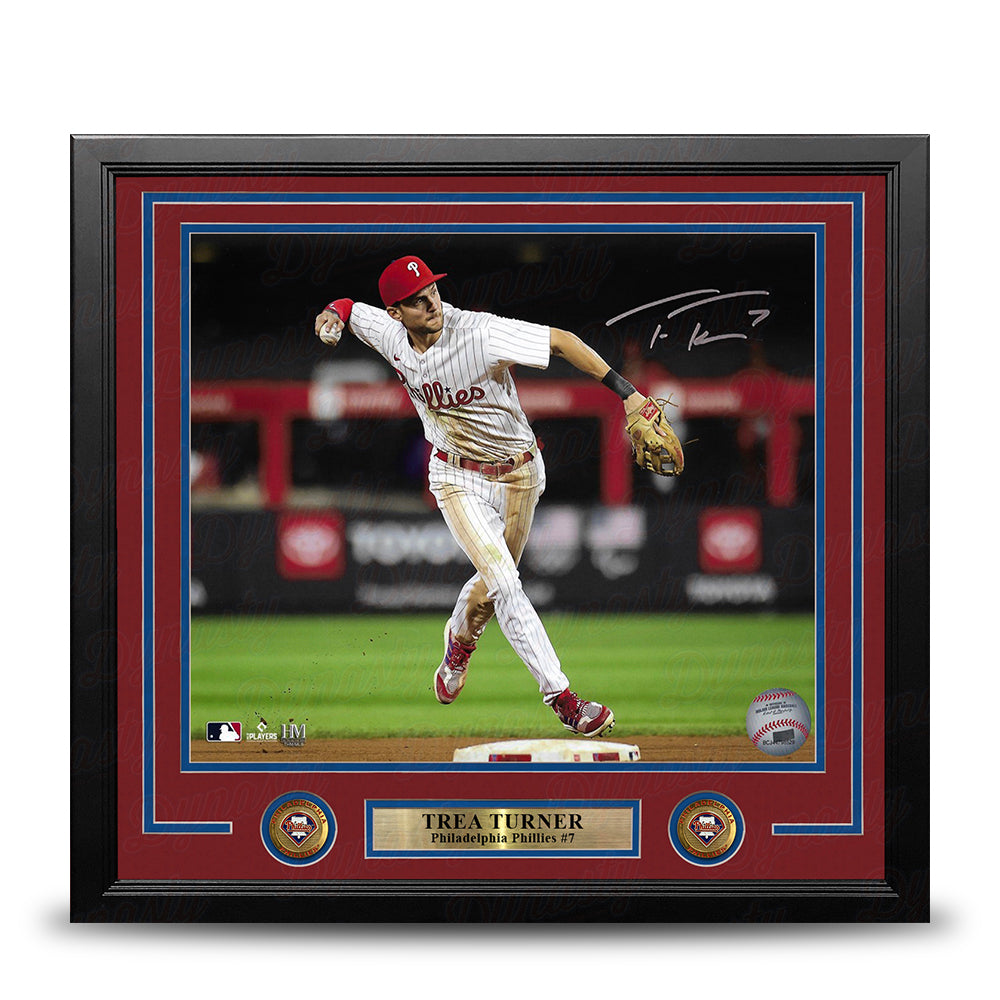 Trea Turner Throwing Action Philadelphia Phillies Autographed 16" x 20" Framed Baseball Photo