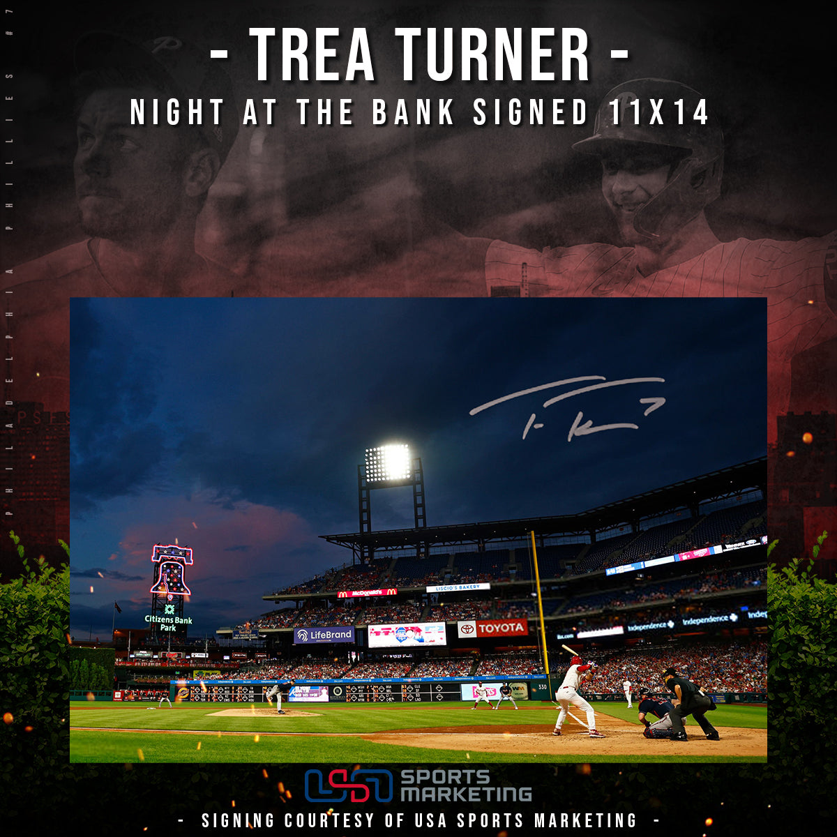 Trea Turner Philadelphia Phillies Autographed Night at The Bank Photo | Pre-Sale Opportunity