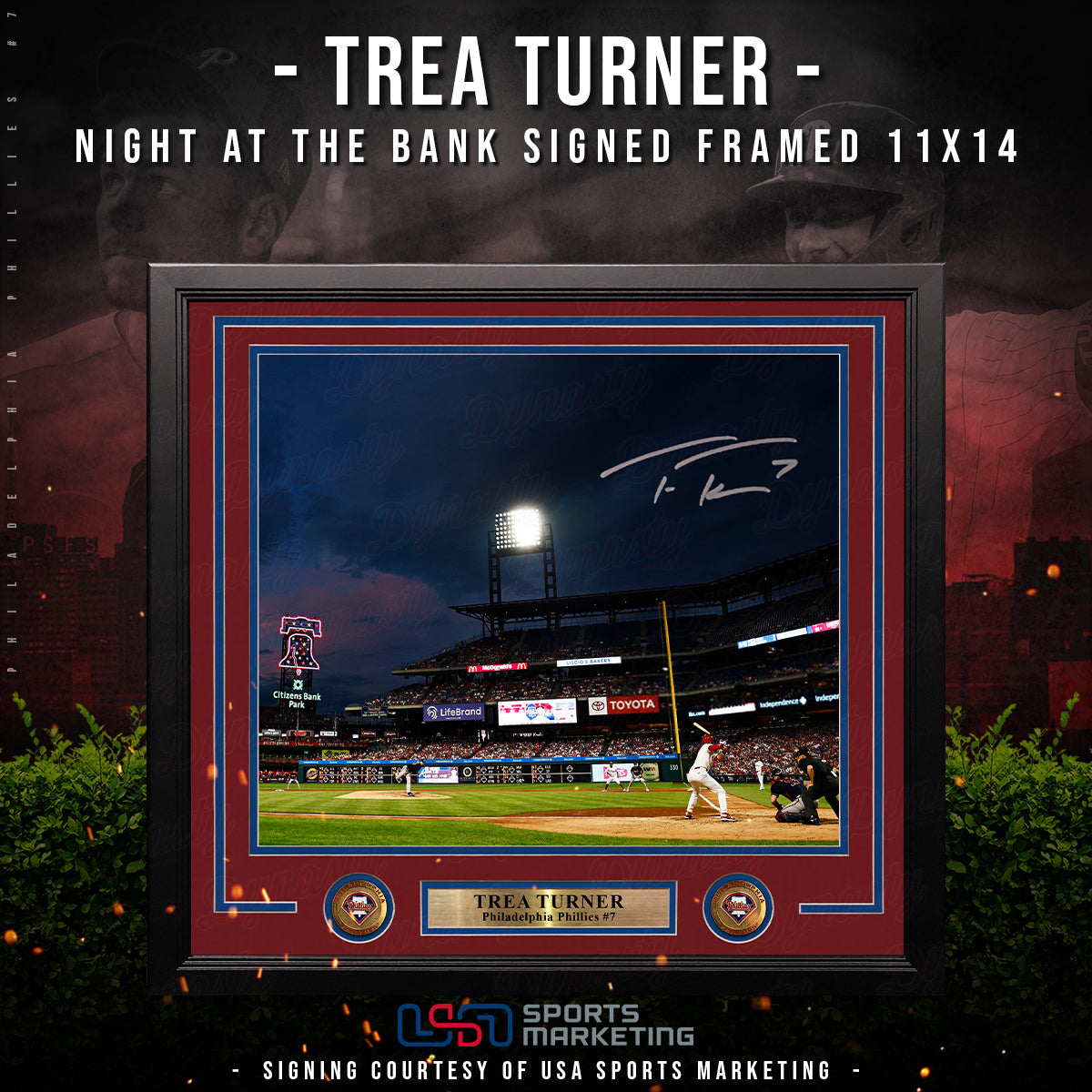 Trea Turner Philadelphia Phillies Autographed Framed Night at The Bank Photo | Pre-Sale Opportunity