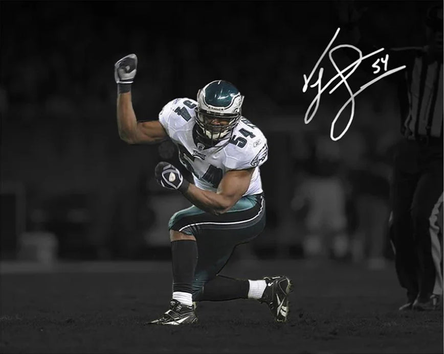 Jeremiah Trotter, Sr. Blackout Philadelphia Eagles Autographed 8" x 10" Football Photo